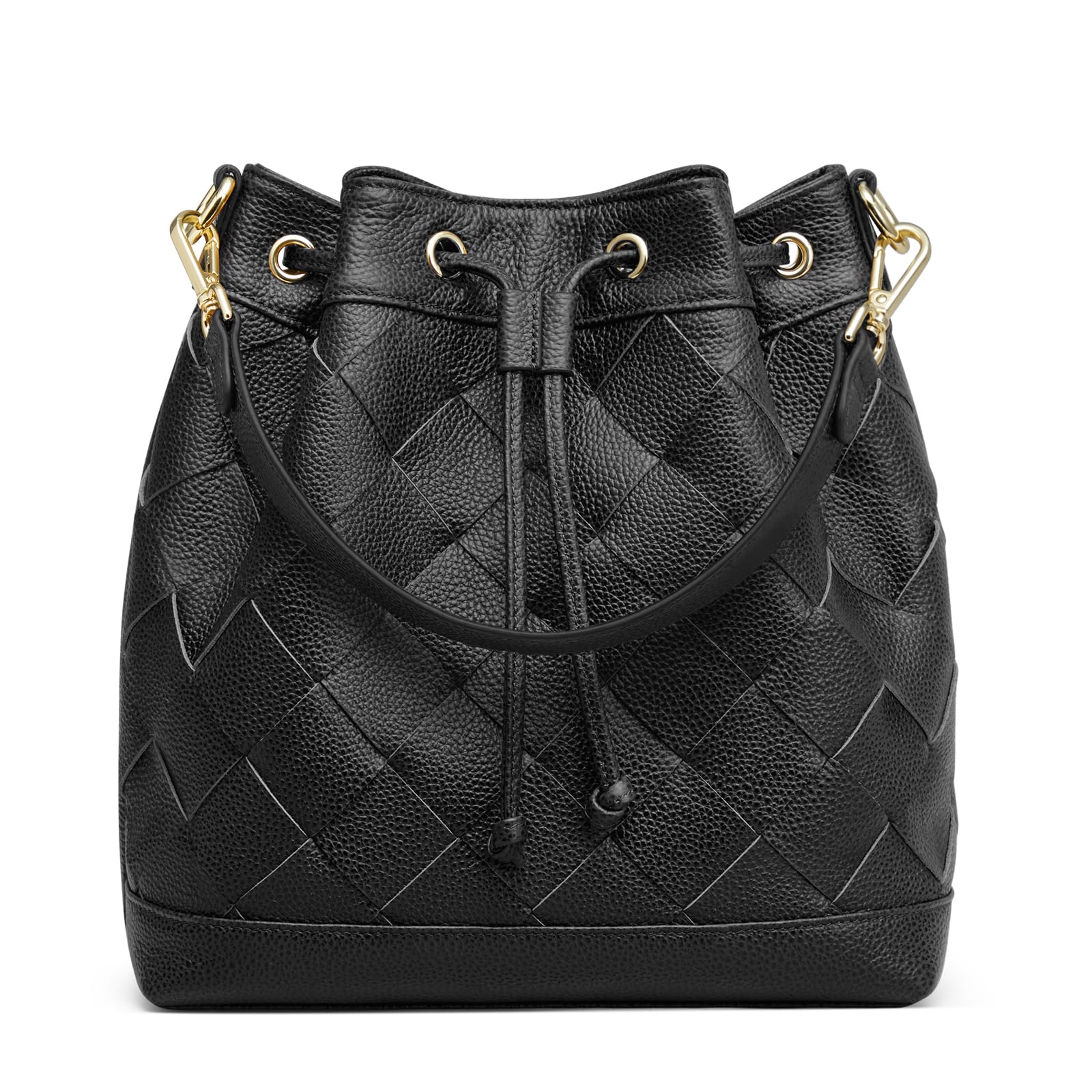 Women Leather Woven Bucket Bag – Kattee