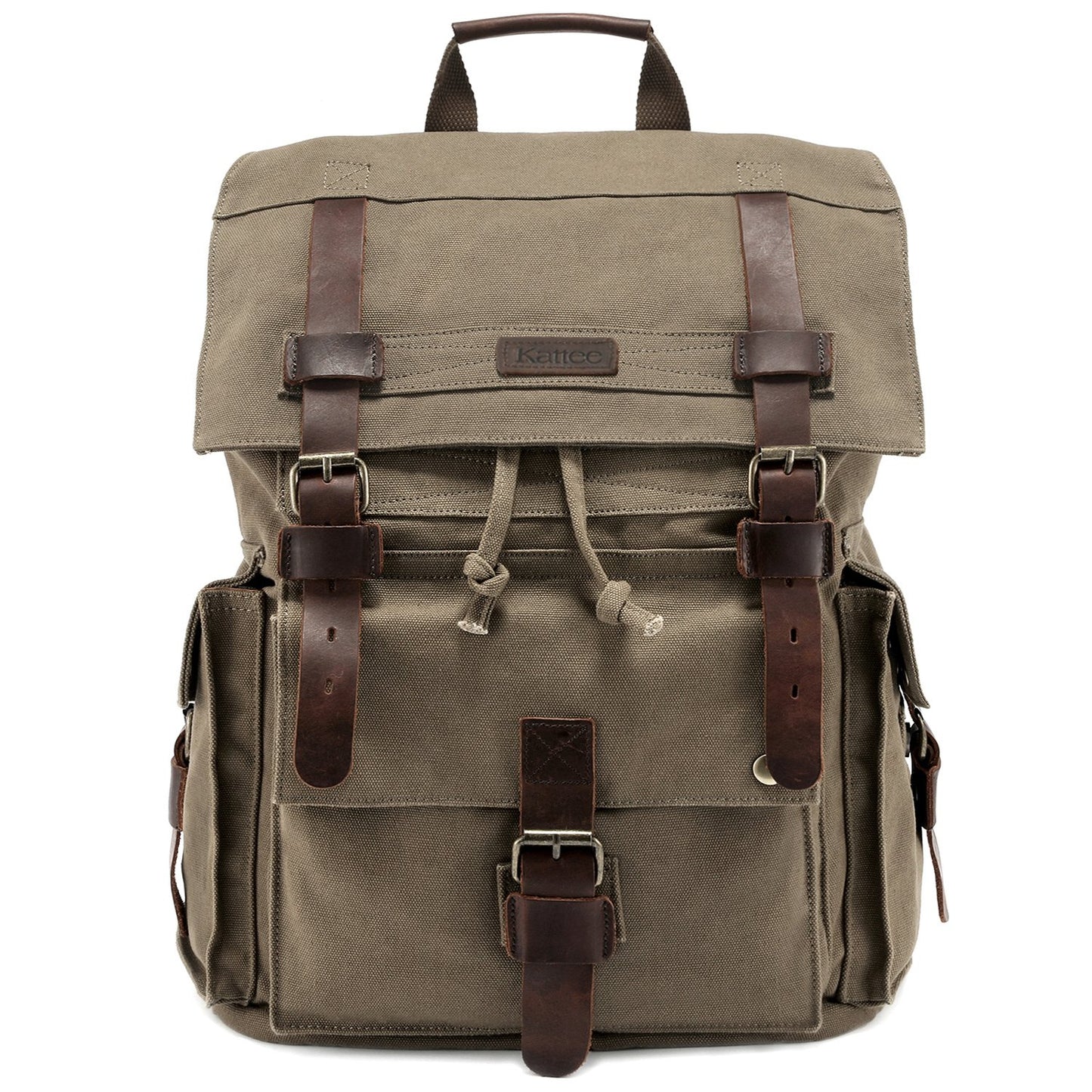 Kattee Mens Leather Canvas Backpack for School, Student's Backpack
