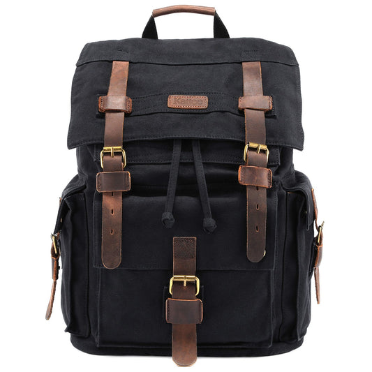 Kattee Mens Leather Canvas Backpack for School, Student's Backpack
