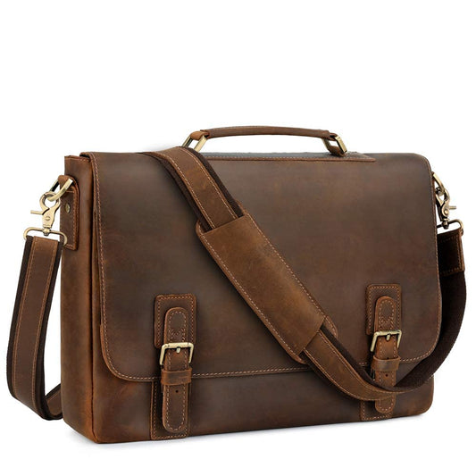 Kattee Men Leather Briefcase, School Satchel for Students