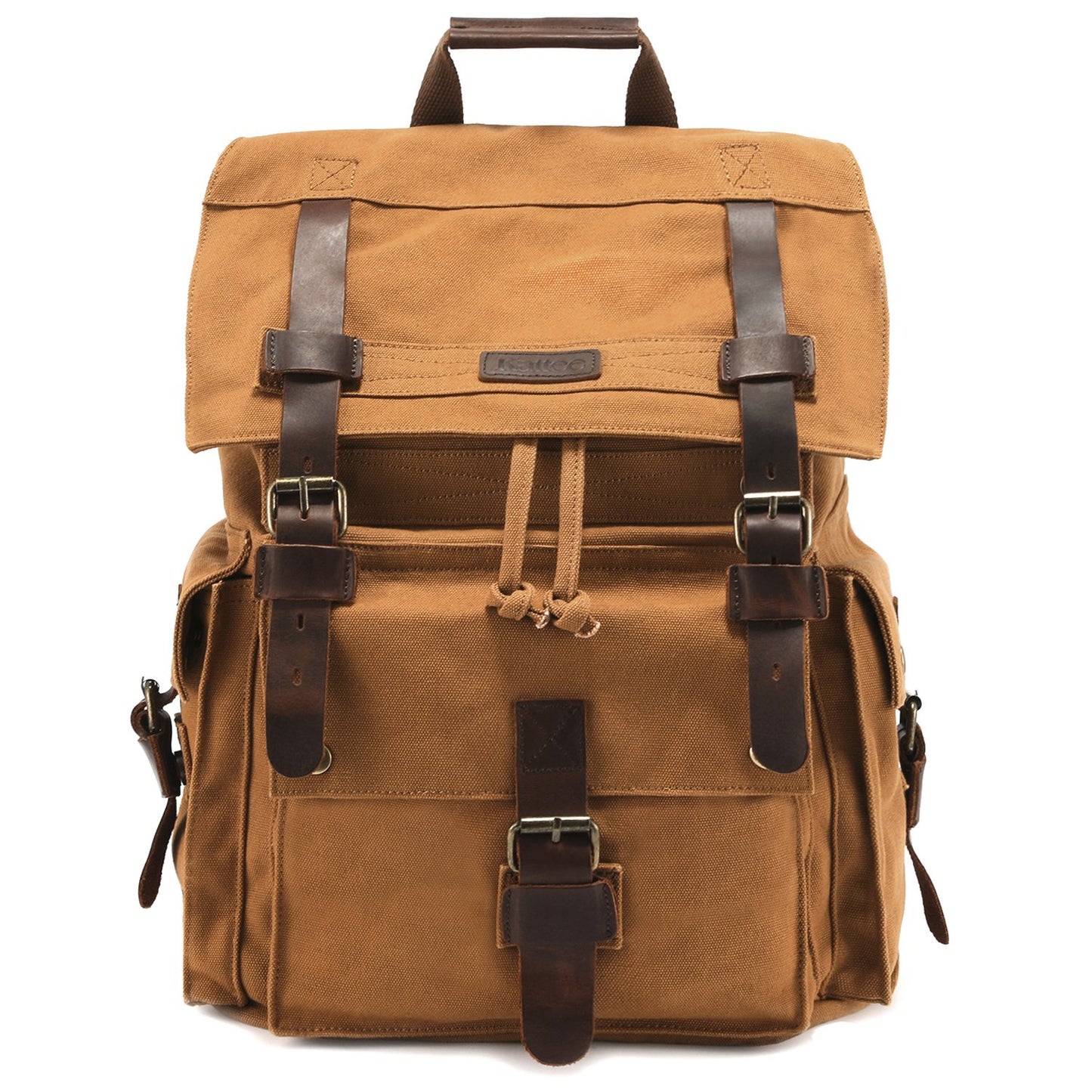 Kattee Mens Leather Canvas Backpack for School, Student's Backpack