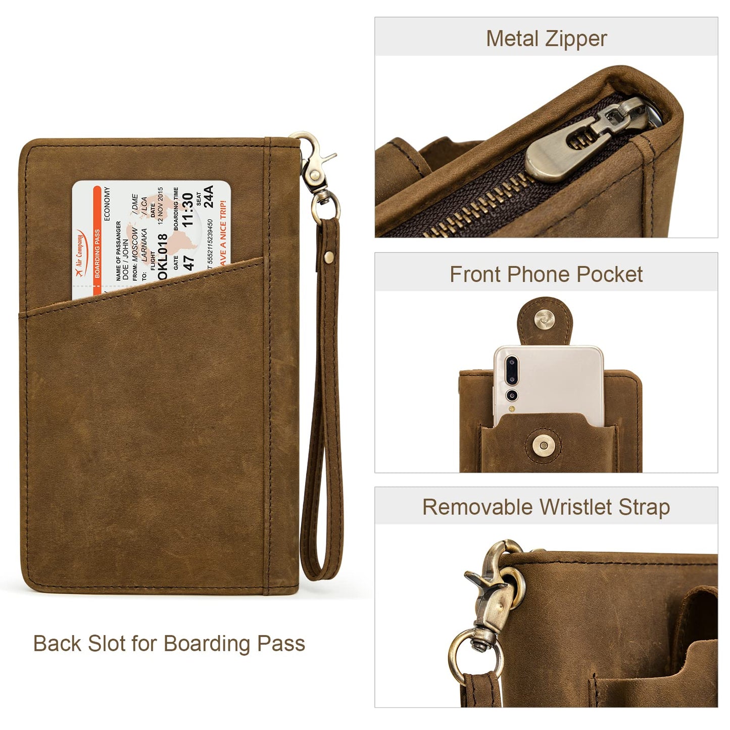 Leather Family Passport Holder with RFID