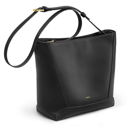 Kattee Leather Purses and Handbags, Bucket Bags for Women, Top Grain Leather Tote Shoulder Crossbody with 2 Straps