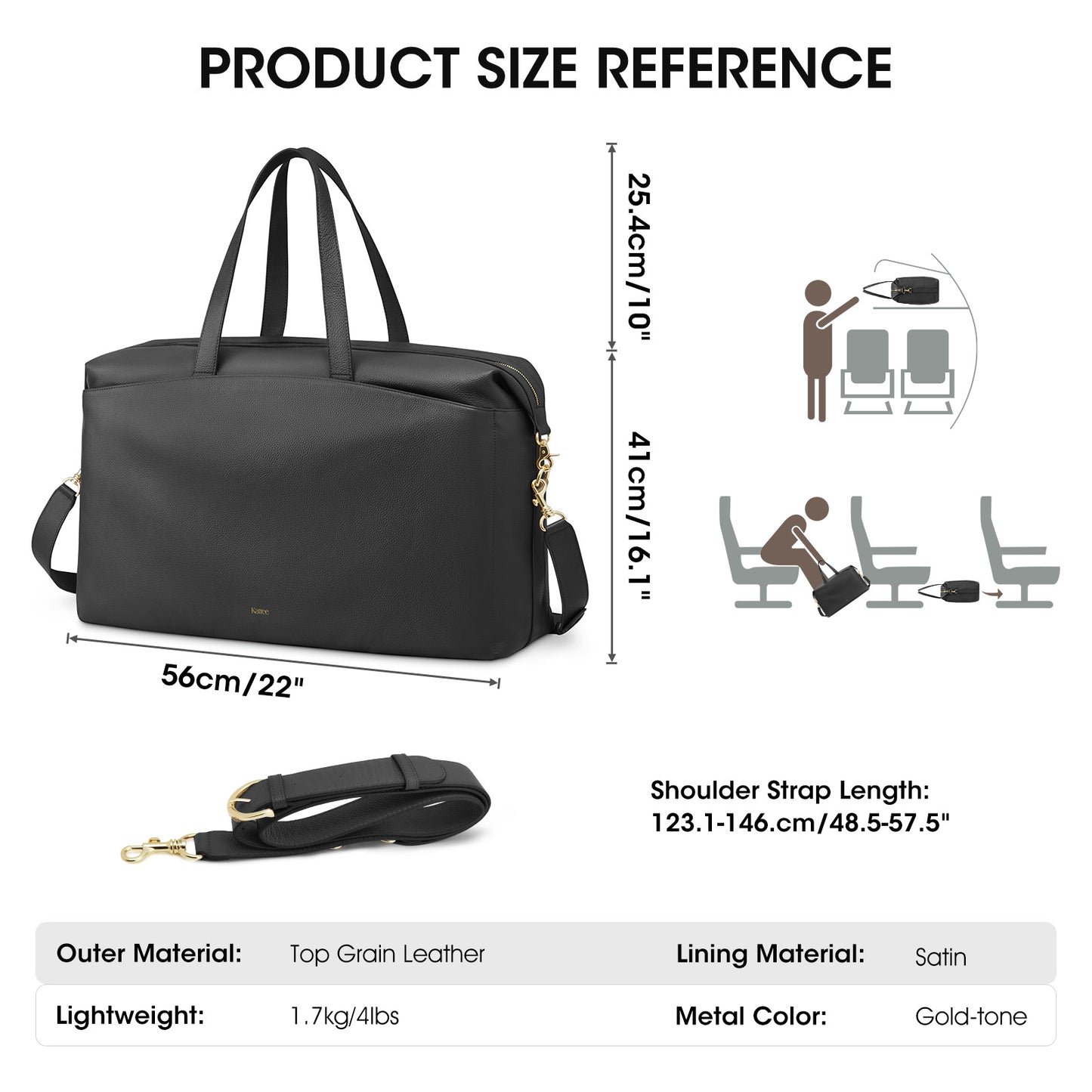 Kattee Weekender Bags for Women Leather Travel Bags for Women Duffle Overnight Duffel Carry on Large Tote Bag