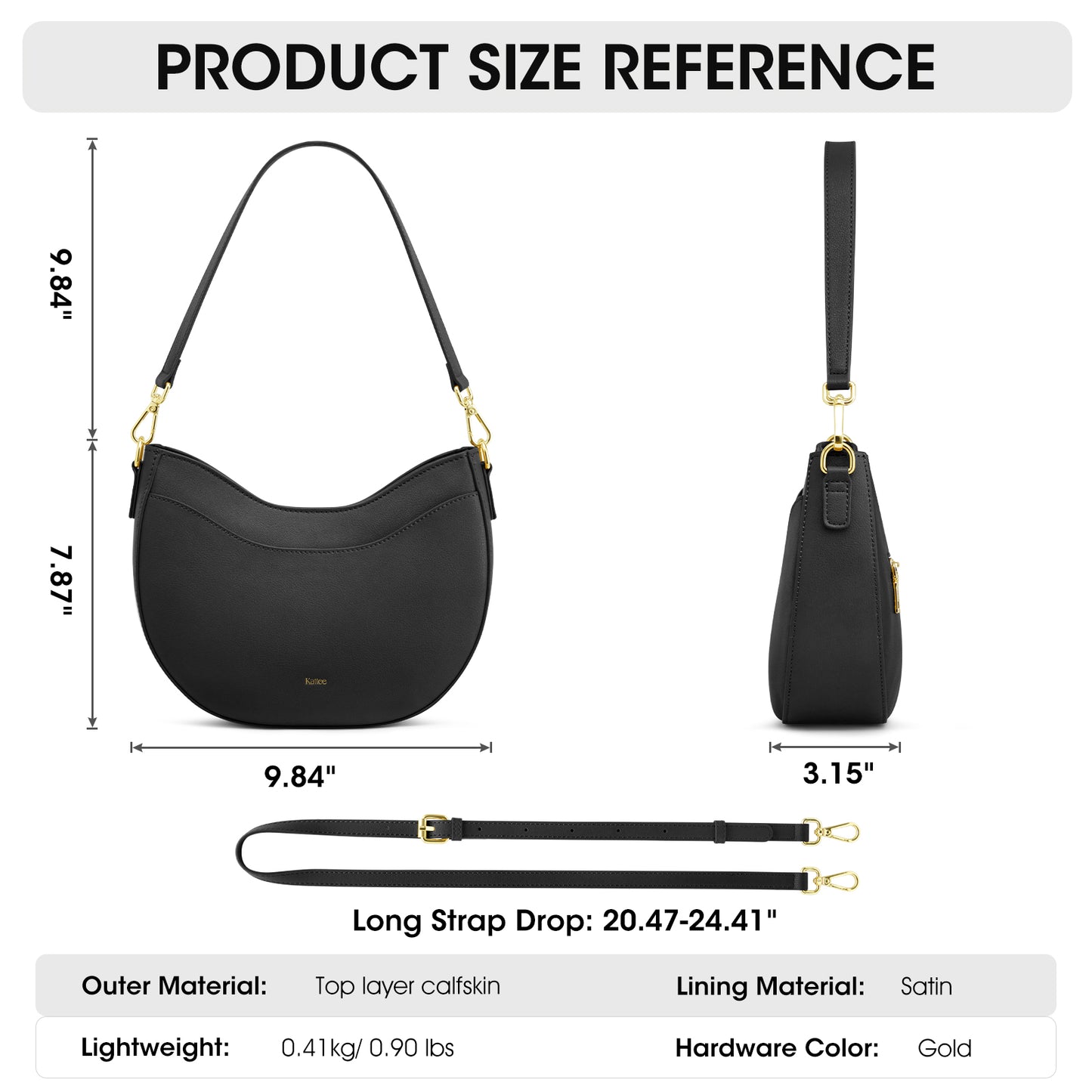 Kattee Leather Crossbody Bags for Women, Small Purses and Handbags, Soft Hobo Shoulder Satchel with Zipper Closure