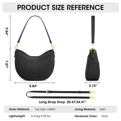 Kattee Leather Crossbody Bags for Women, Small Purses and Handbags, Soft Hobo Shoulder Satchel with Zipper Closure