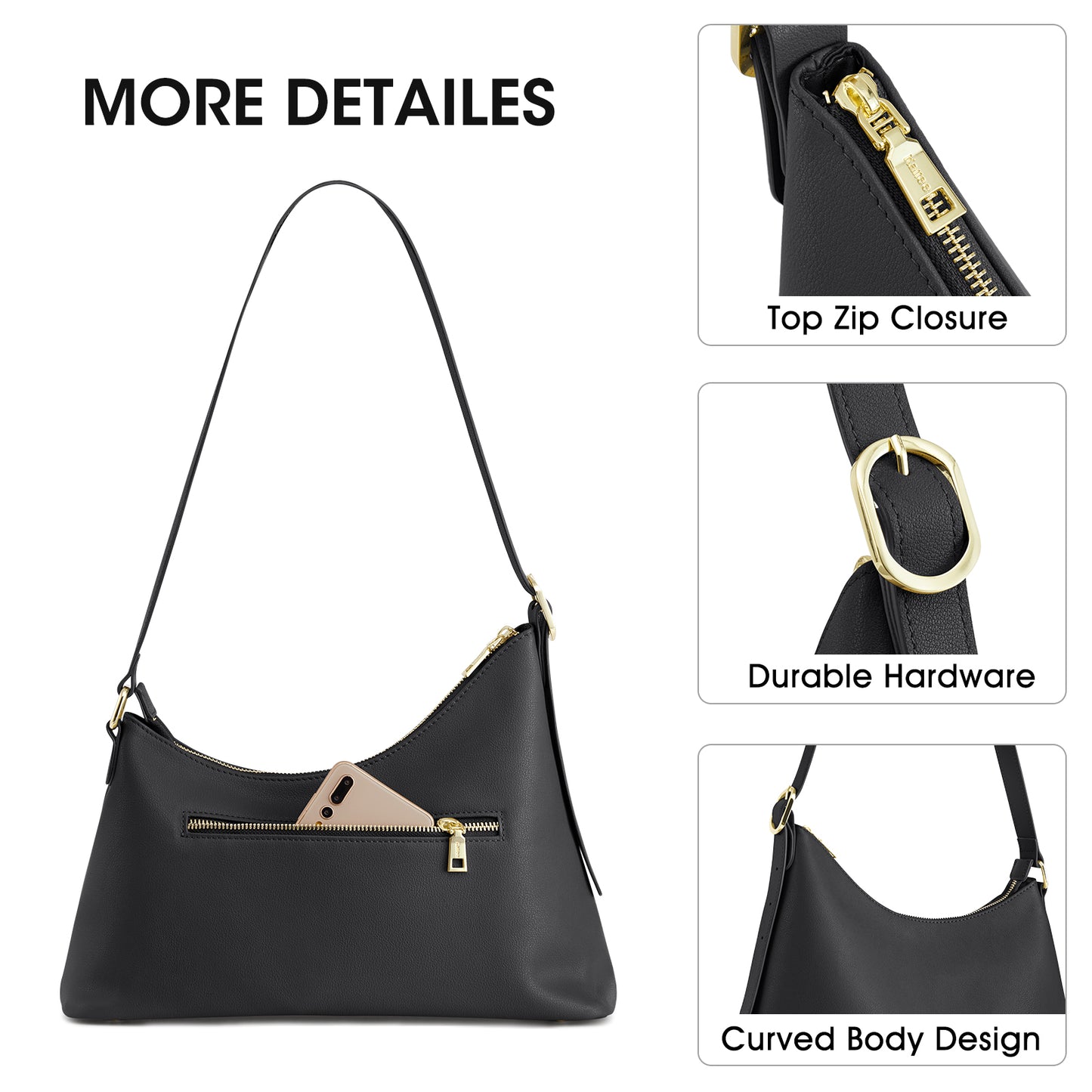 Kattee Hobo Bags for Women Trendy, Soft Leather Handbags and Purses,Shoulder Tote Curved Designer Bag with Card Pocket