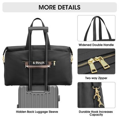 Kattee Weekender Bags for Women Leather Travel Bags for Women Duffle Overnight Duffel Carry on Large Tote Bag
