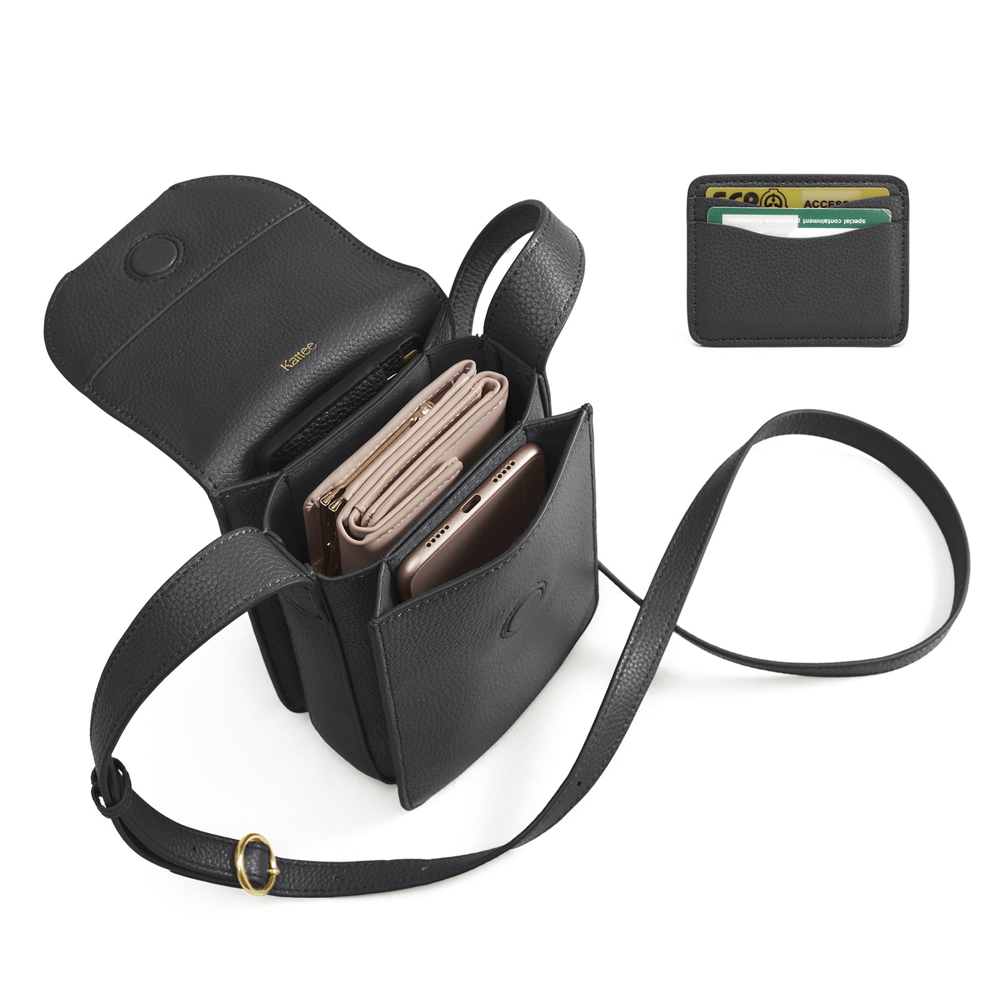 Kattee Leather Crossbody Bags for Women Trendy, Small Phone Purses Wallet Shoulder Handbags Travel with Card Slots