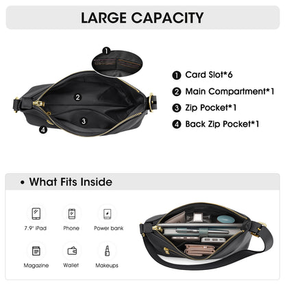 Kattee Hobo Bags for Women Trendy, Soft Leather Handbags and Purses,Shoulder Tote Curved Designer Bag with Card Pocket