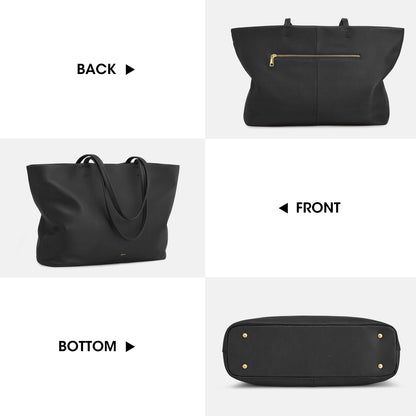 Kattee Genuine Leather Tote Bags for Women 2025, Soft Shoulder Purses and Handbags Zipper Totes Extra Large Travel Work