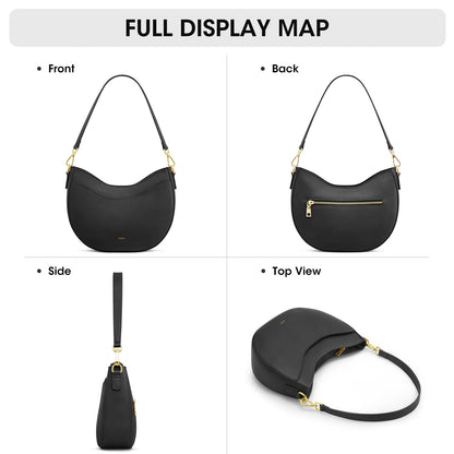 Kattee Leather Crossbody Bags for Women, Small Purses and Handbags, Soft Hobo Shoulder Satchel with Zipper Closure