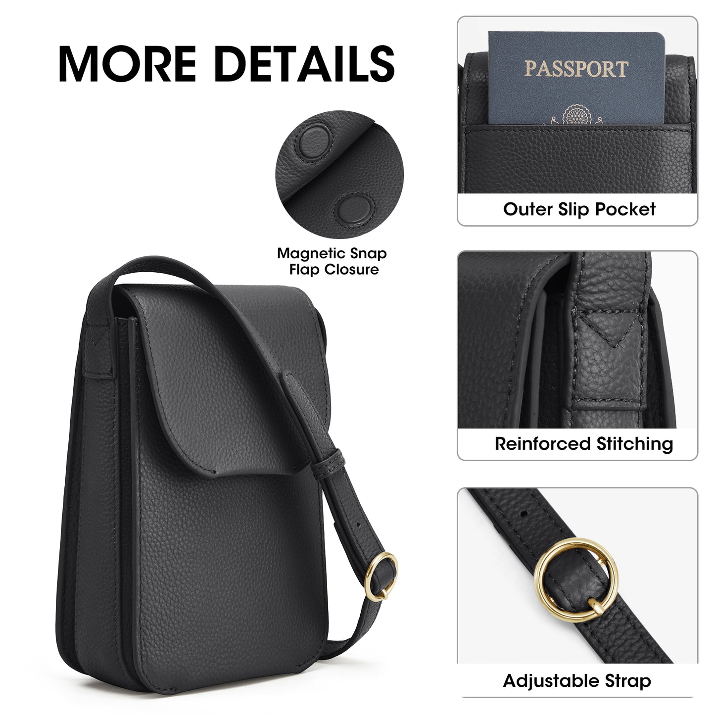 Kattee Leather Crossbody Bags for Women Trendy, Small Phone Purses Wallet Shoulder Handbags Travel with Card Slots