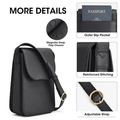 Kattee Leather Crossbody Bags for Women Trendy, Small Phone Purses Wallet Shoulder Handbags Travel with Card Slots