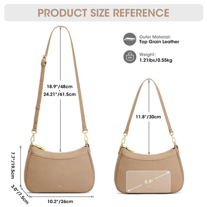 Kattee Genuine Leather Crossbody Hobo Bag for Women