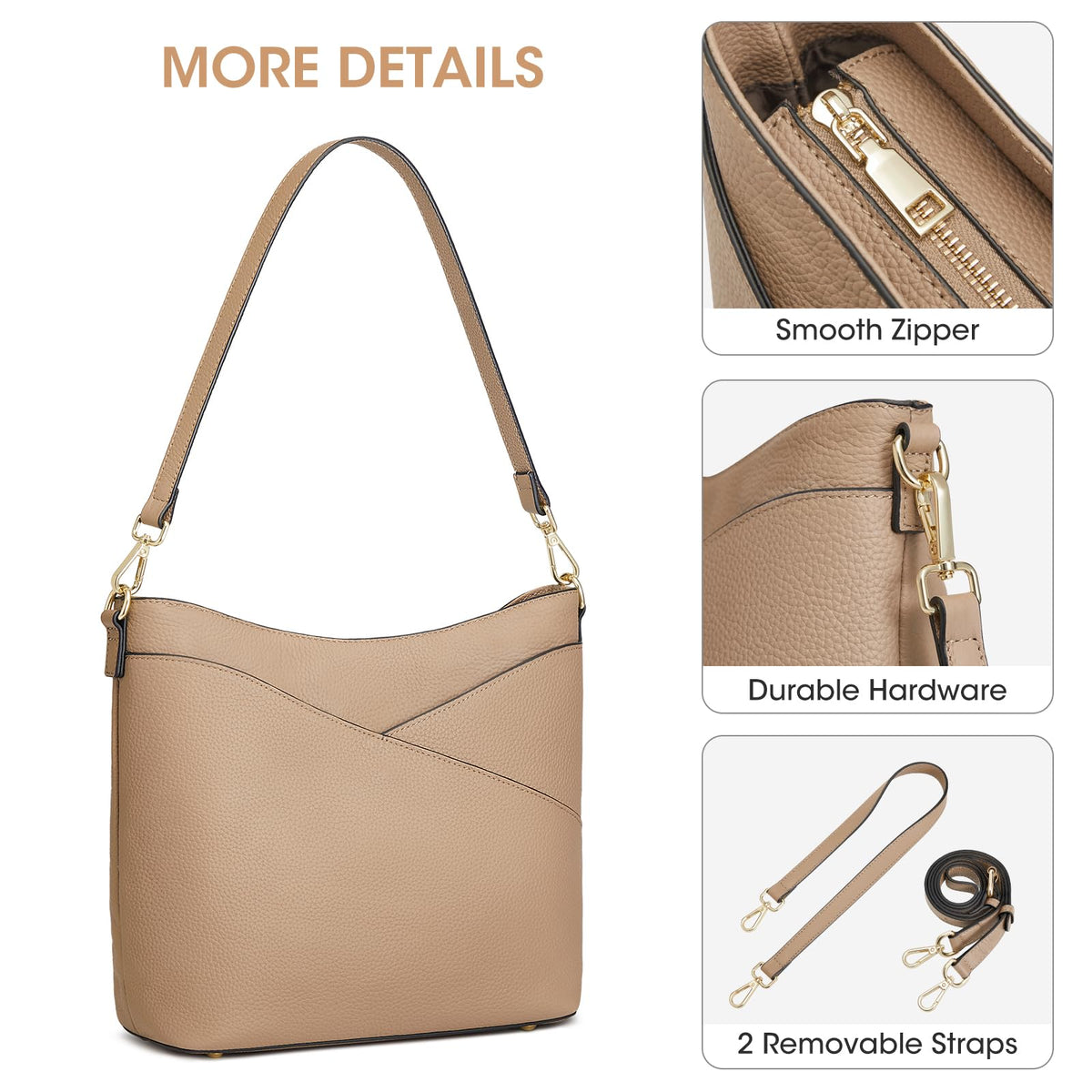 Kattee Genuine Leather Purse for Women, Hobo Crossbody Bag