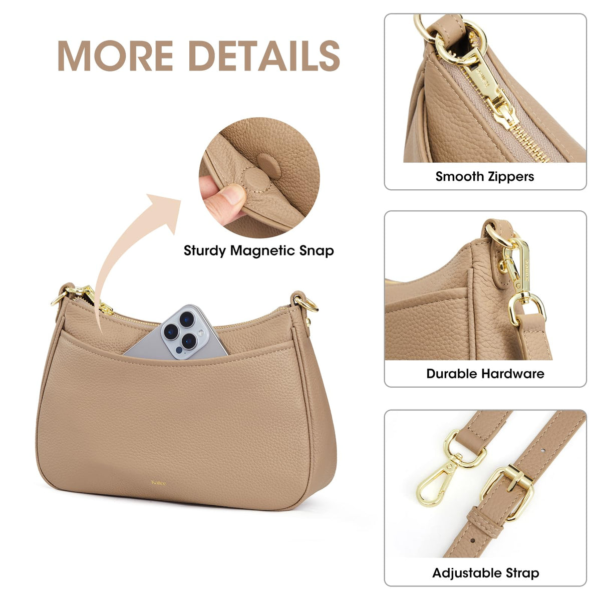 Kattee Genuine Leather Crossbody Hobo Bag for Women