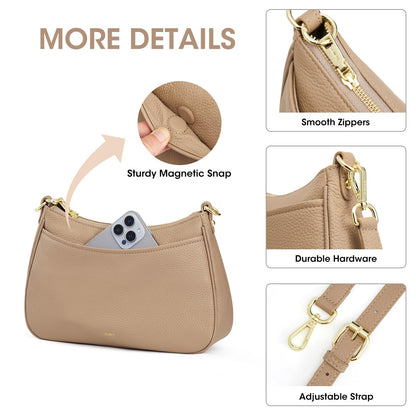 Kattee Genuine Leather Crossbody Hobo Bag for Women