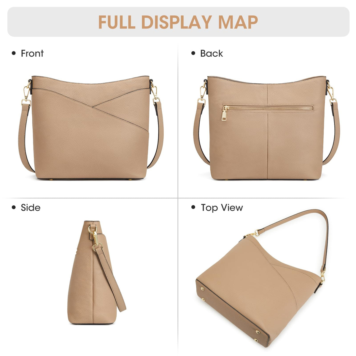 Kattee Genuine Leather Purse for Women, Hobo Crossbody Bag
