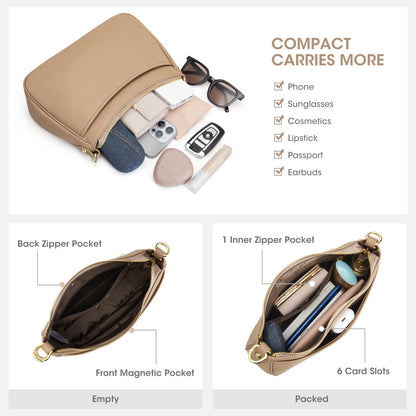 Kattee Genuine Leather Crossbody Hobo Bag for Women
