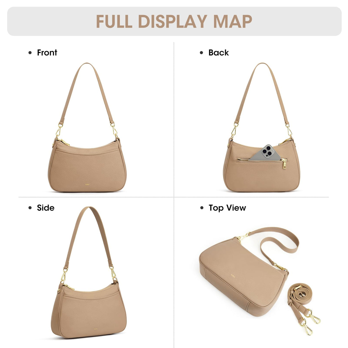 Kattee Genuine Leather Crossbody Hobo Bag for Women