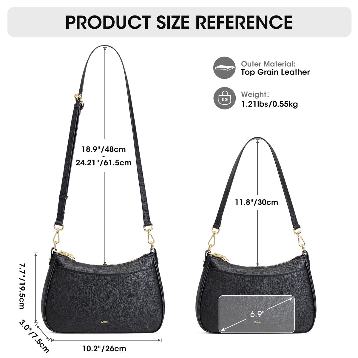 Kattee Genuine Leather Crossbody Hobo Bag for Women