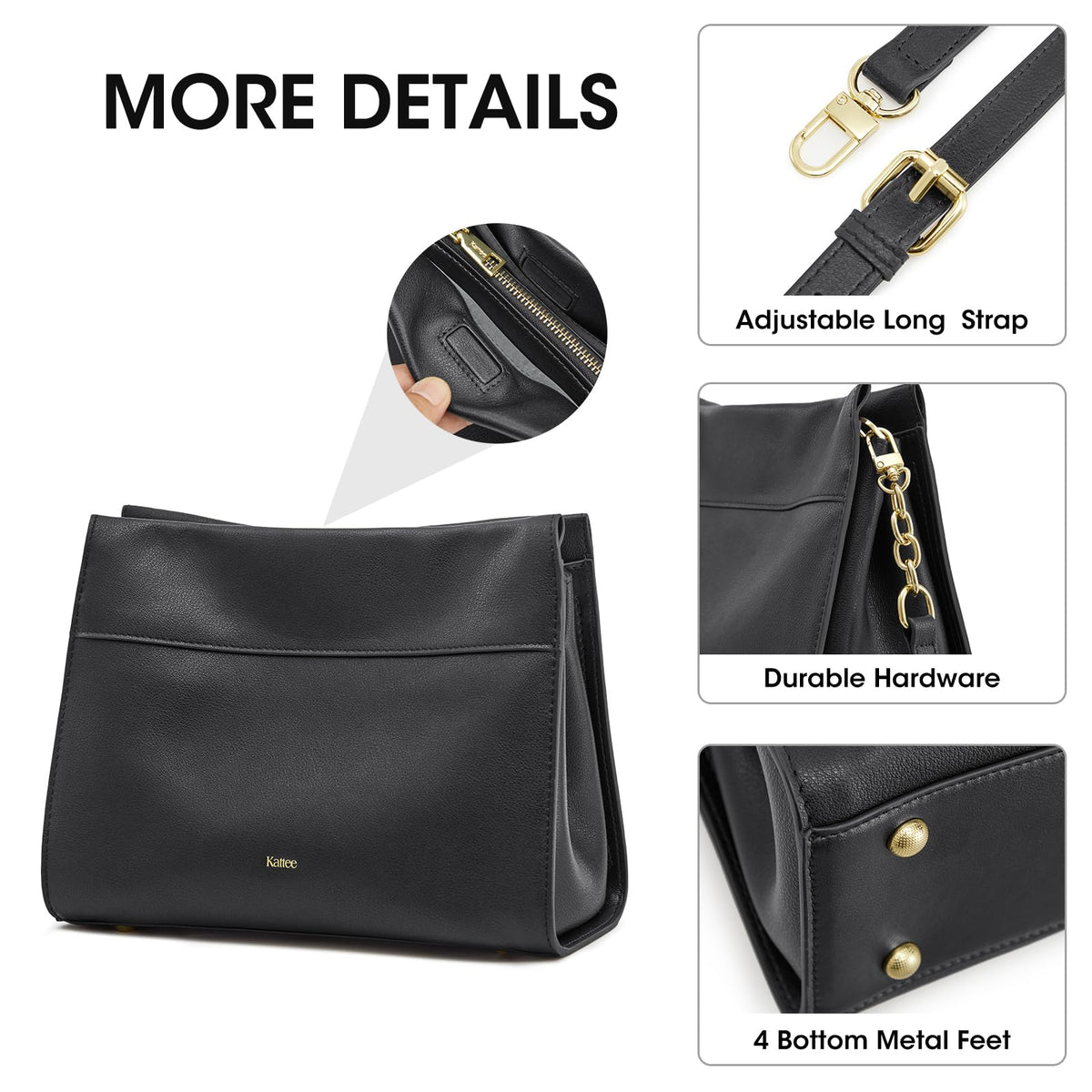 Kattee Leather Purses and Handbags for Women, Small Crossbody Bags for Women, Top Handle Hobo Shoulder Bag with 2 Straps