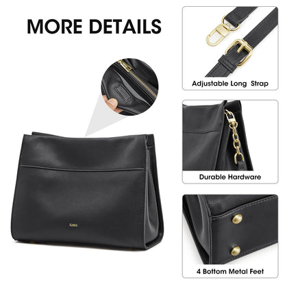 Kattee Leather Purses and Handbags for Women, Small Crossbody Bags for Women, Top Handle Hobo Shoulder Bag with 2 Straps
