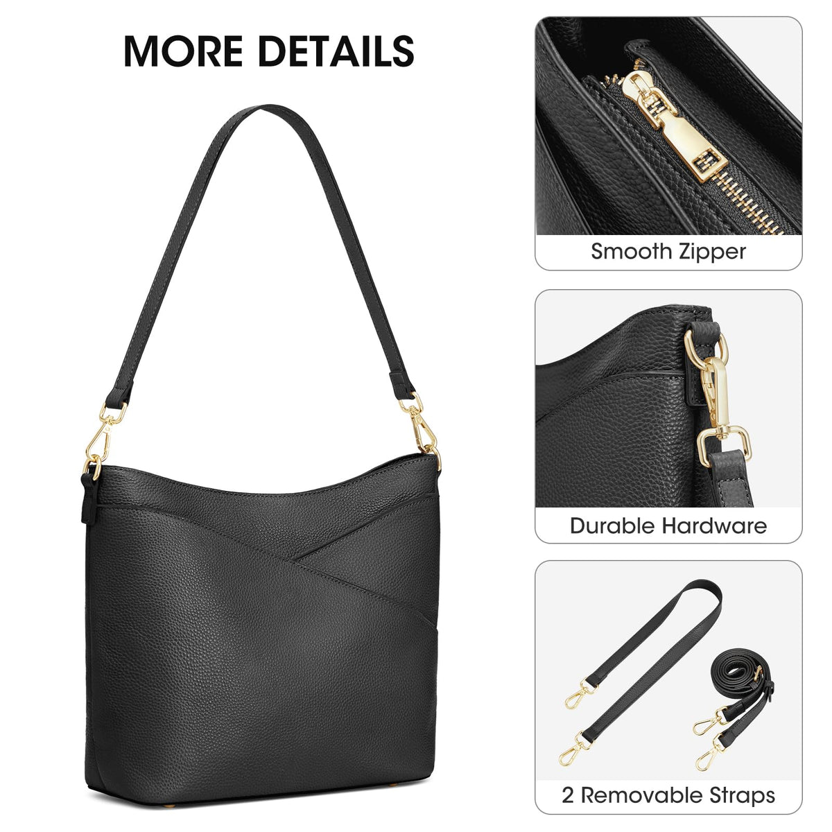 Kattee Genuine Leather Purse for Women, Hobo Crossbody Bag