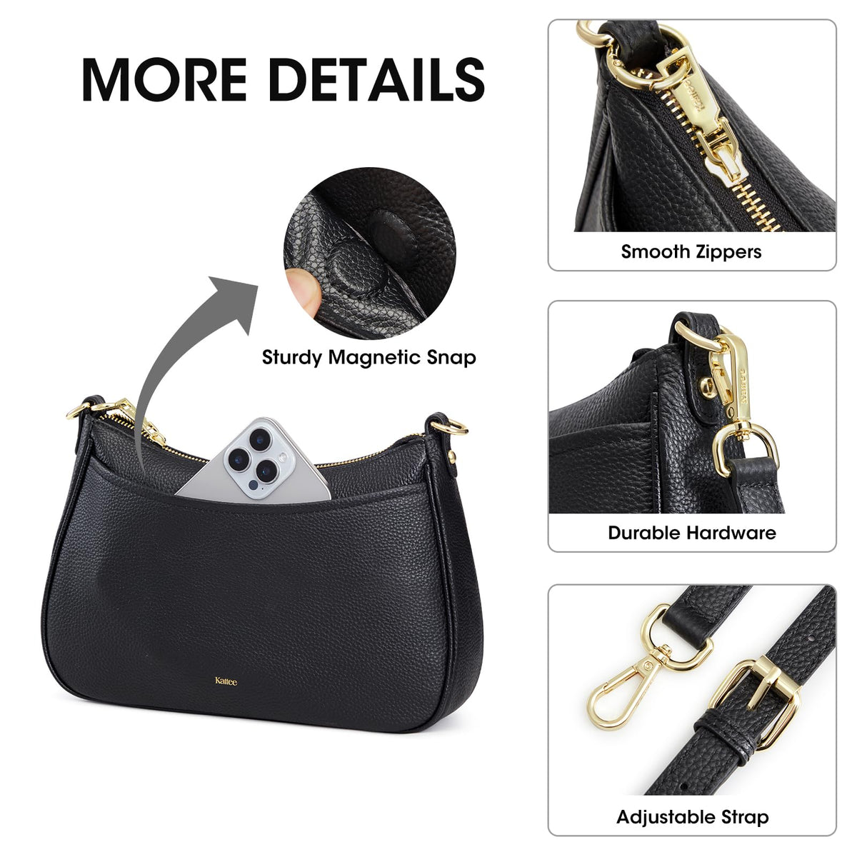 Kattee Genuine Leather Crossbody Hobo Bag for Women