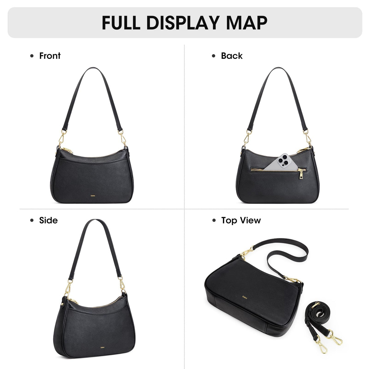 Kattee Genuine Leather Crossbody Hobo Bag for Women