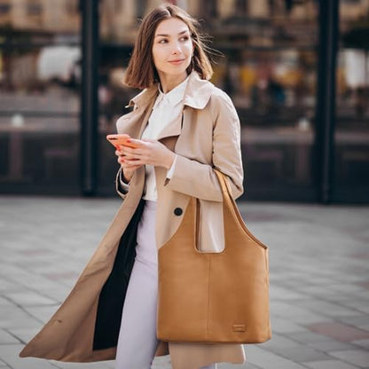 Kattee Leather Tote Bag Purse for Women, Leather Womens Tote Handbags Hobo Shoulder Bags, Large Capacity