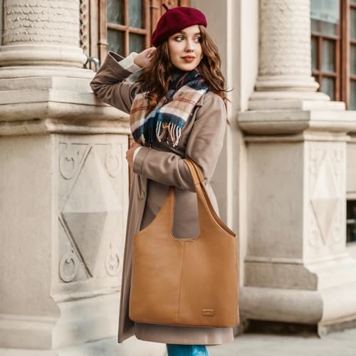 Kattee Leather Tote Bag Purse for Women, Leather Womens Tote Handbags Hobo Shoulder Bags, Large Capacity