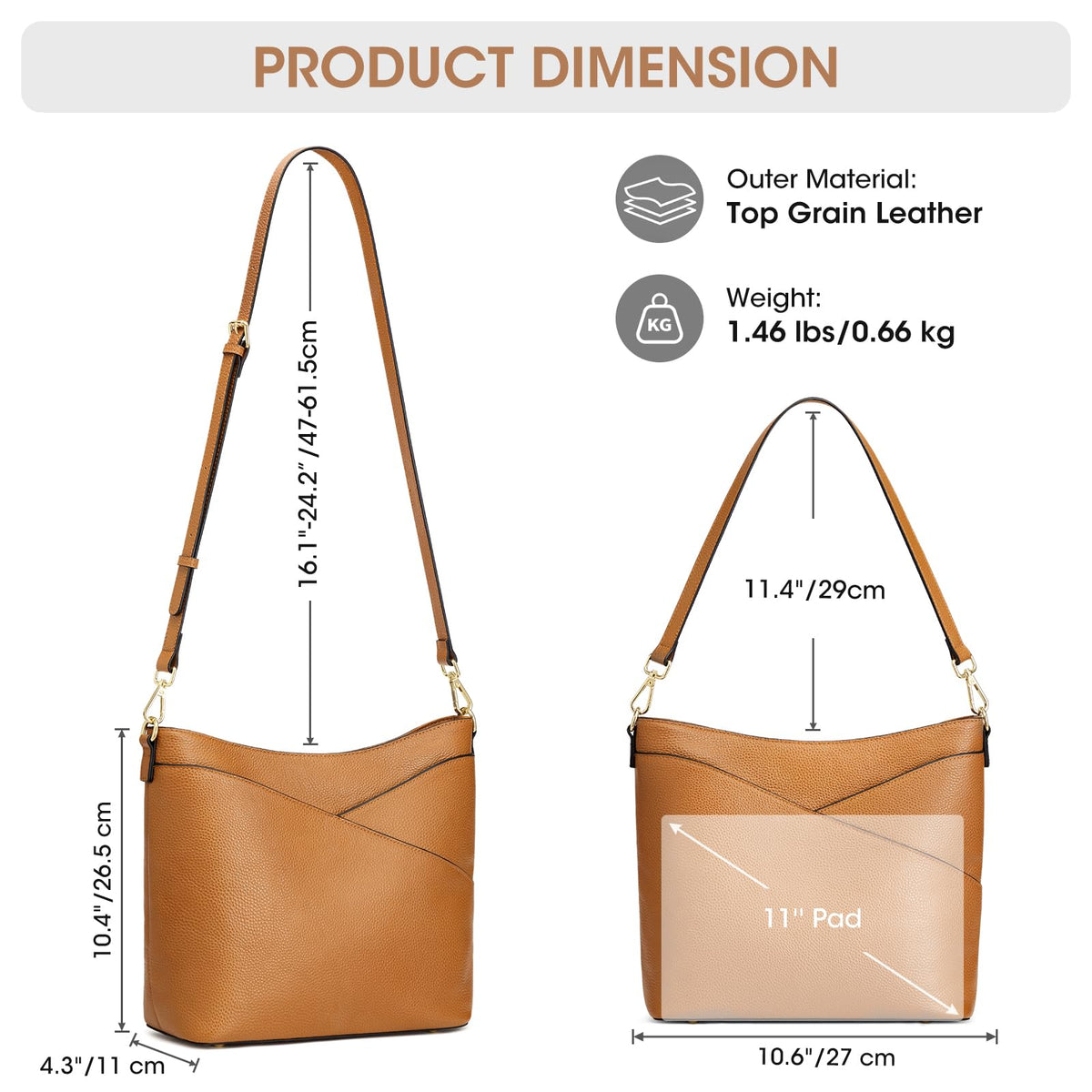 Kattee Genuine Leather Purse for Women, Hobo Crossbody Bag