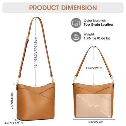Kattee Genuine Leather Purse for Women, Hobo Crossbody Bag