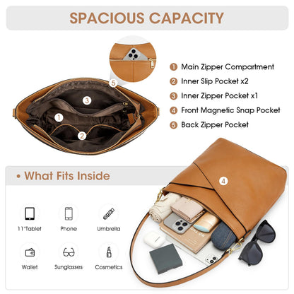 Kattee Genuine Leather Purse for Women, Hobo Crossbody Bag