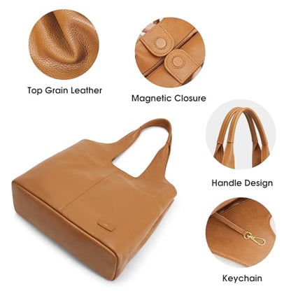 Kattee Leather Tote Bag Purse for Women, Leather Womens Tote Handbags Hobo Shoulder Bags, Large Capacity