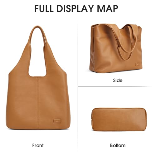 Kattee Leather Tote Bag Purse for Women, Leather Womens Tote Handbags Hobo Shoulder Bags, Large Capacity