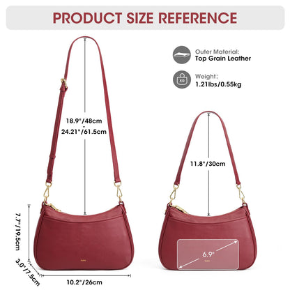 Kattee Genuine Leather Crossbody Hobo Bag for Women