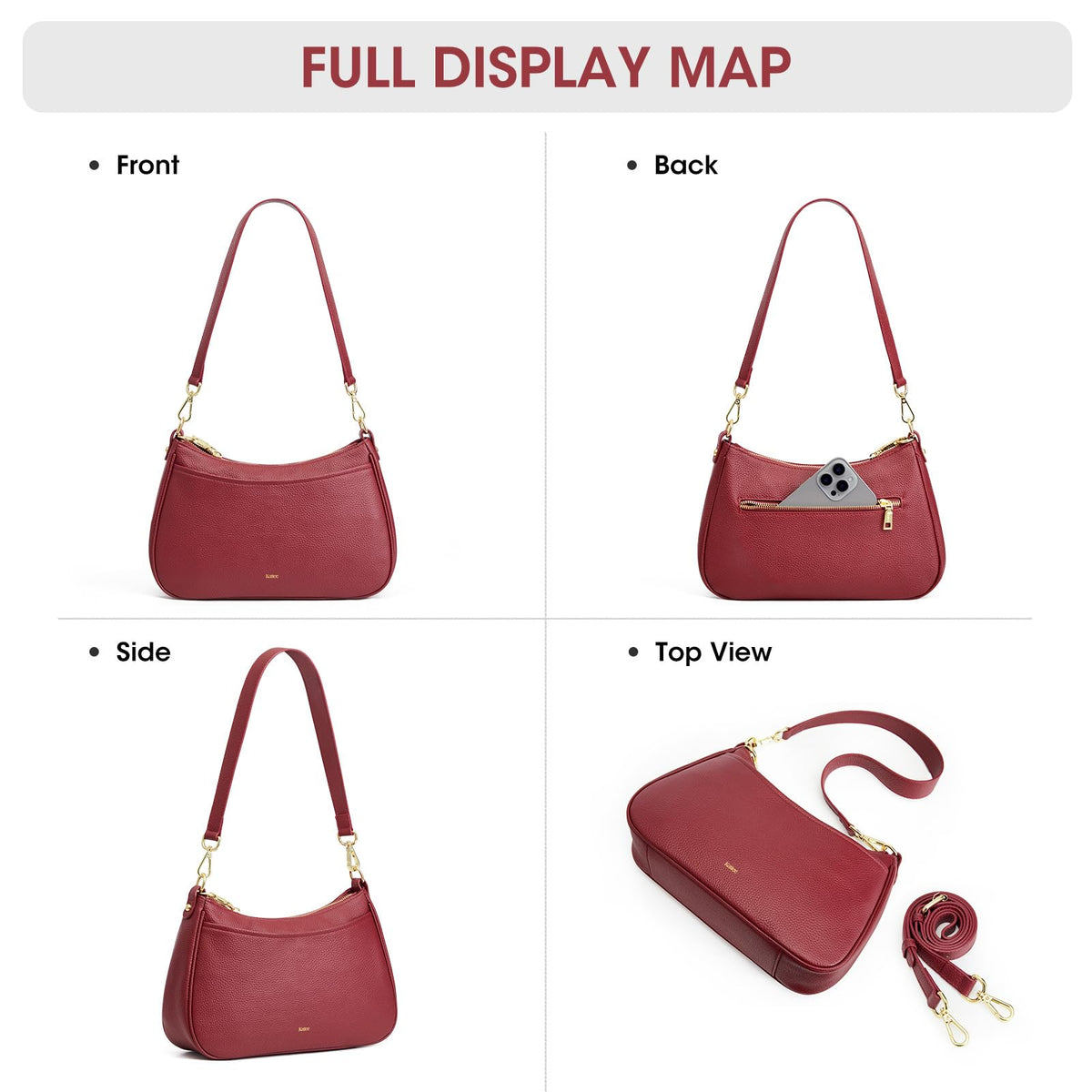 Kattee Genuine Leather Crossbody Hobo Bag for Women
