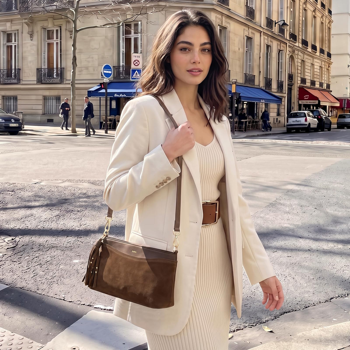 Kattee Crossbody Bags for Women, Genuine Suede Leather