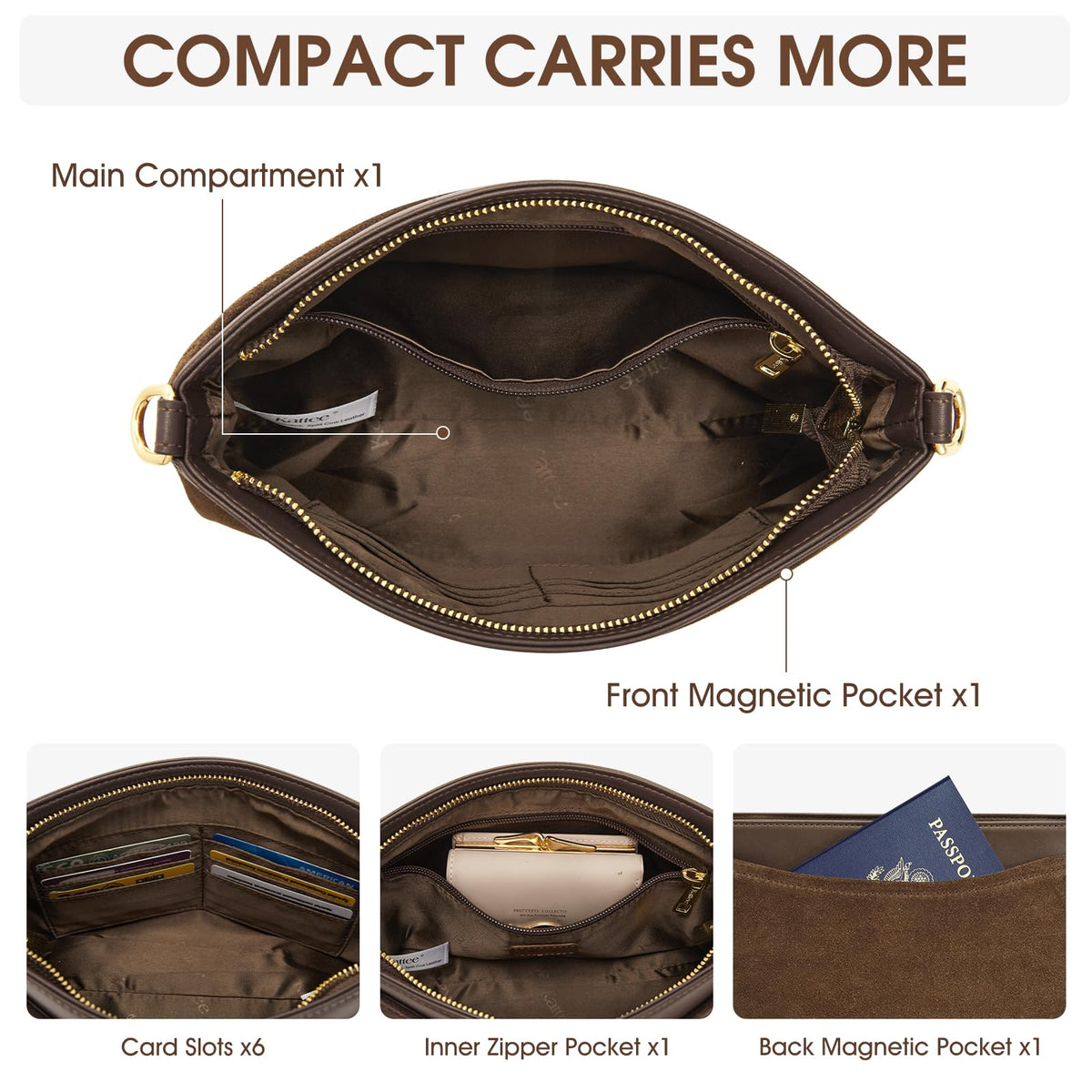 Kattee Crossbody Bags for Women, Genuine Suede Leather