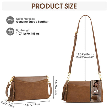 Kattee Crossbody Bags for Women, Genuine Suede Leather