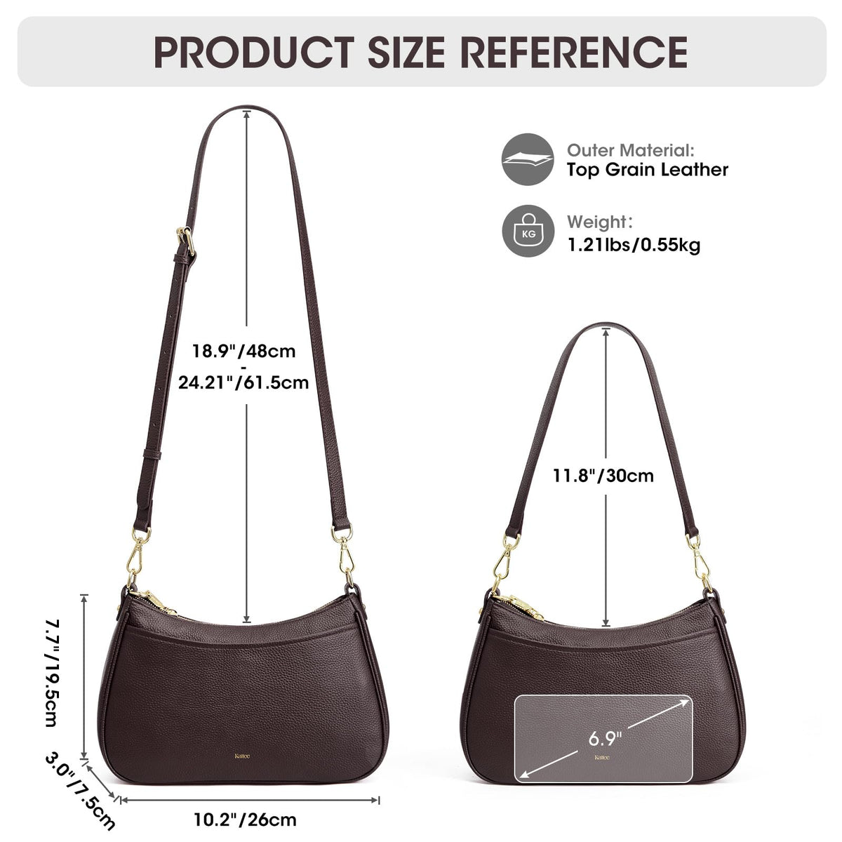 Kattee Genuine Leather Crossbody Hobo Bag for Women