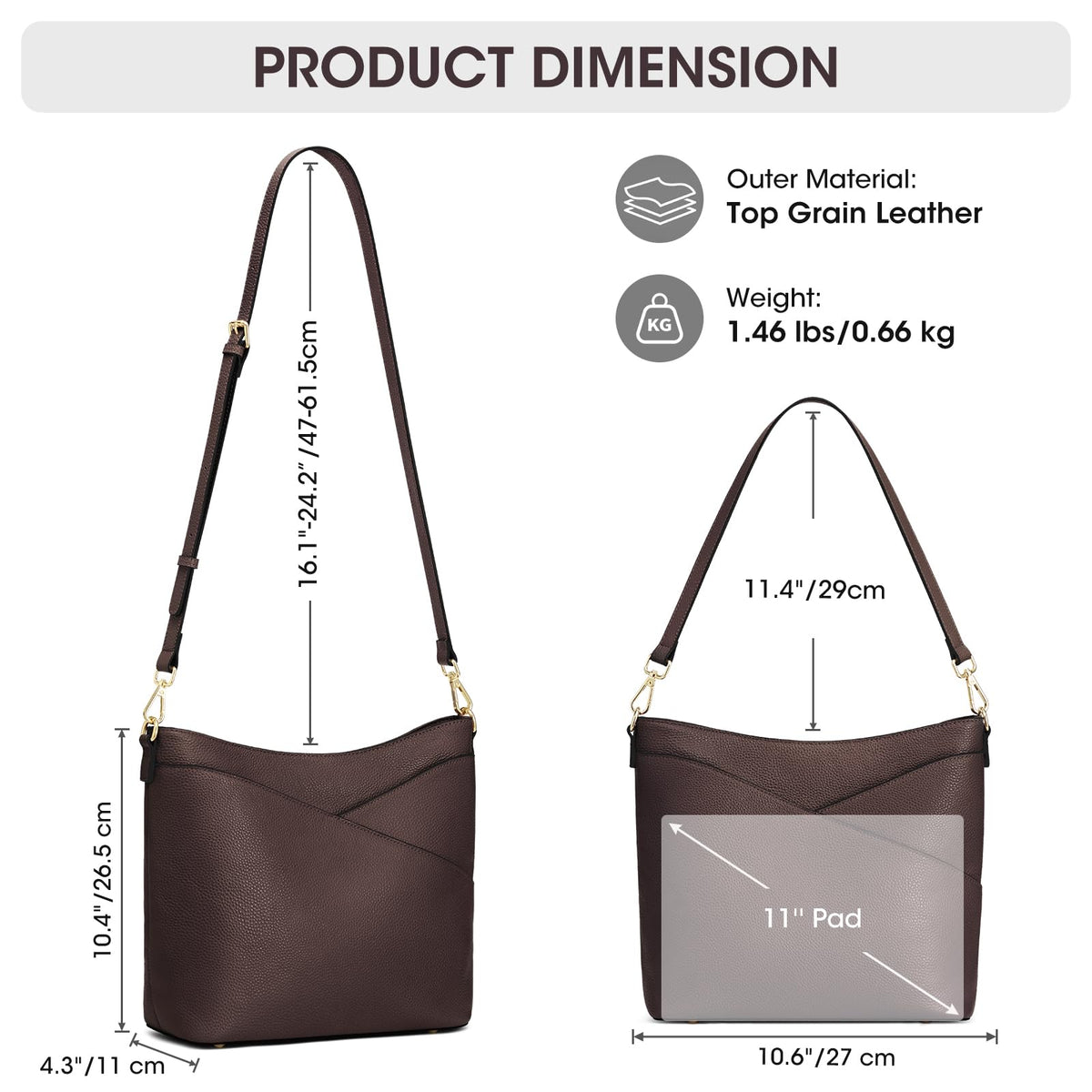 Kattee Genuine Leather Purse for Women, Hobo Crossbody Bag