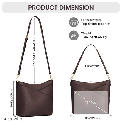 Kattee Genuine Leather Purse for Women, Hobo Crossbody Bag