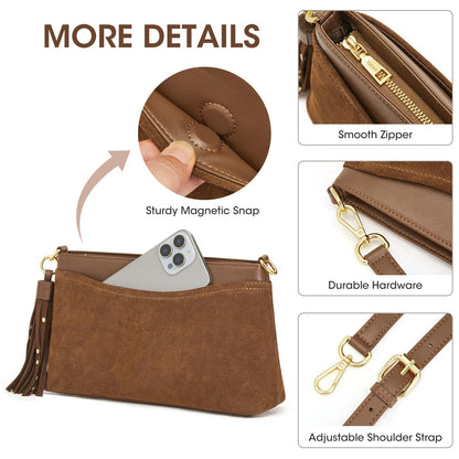 Kattee Crossbody Bags for Women, Genuine Suede Leather