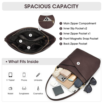 Kattee Genuine Leather Purse for Women, Hobo Crossbody Bag