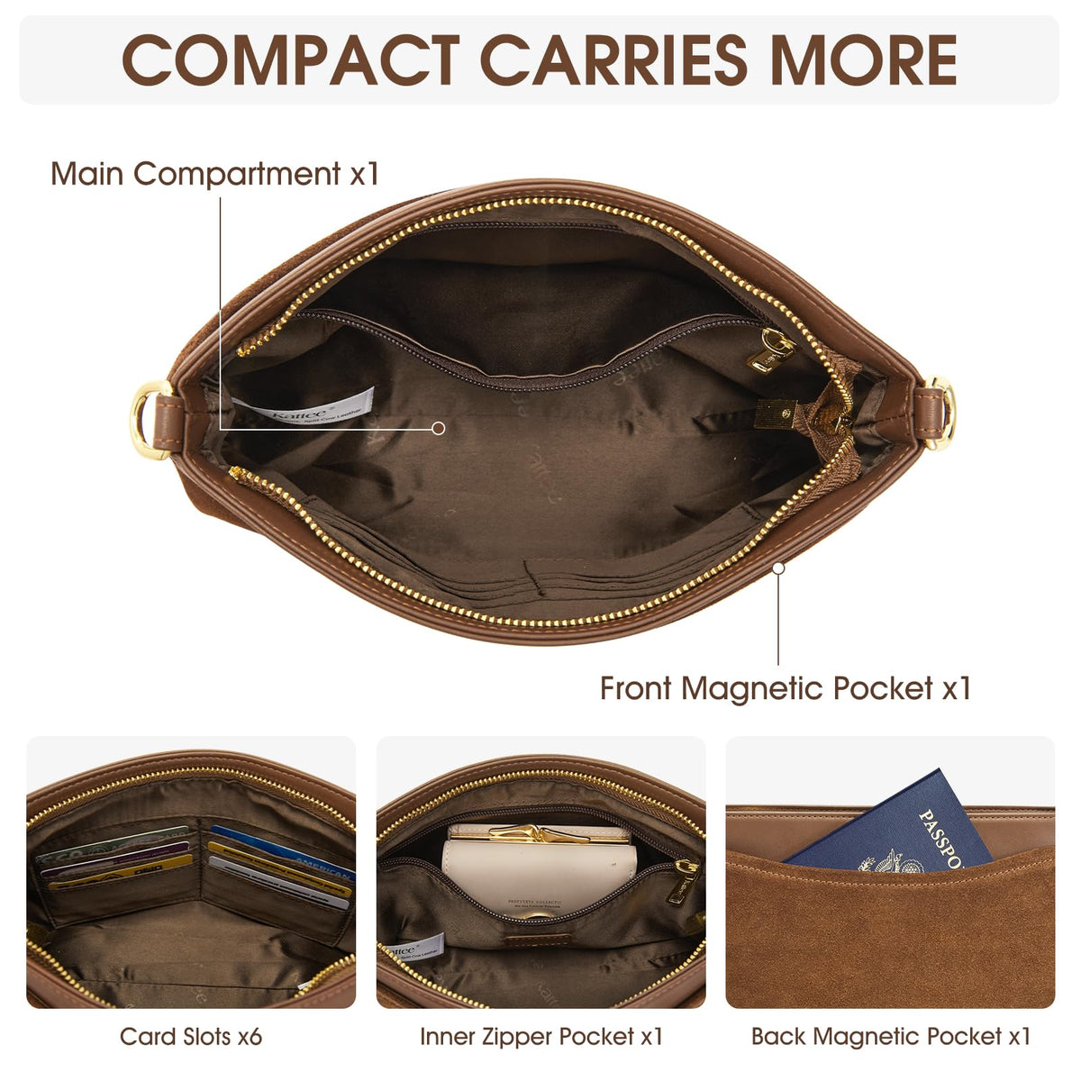 Kattee Crossbody Bags for Women, Genuine Suede Leather