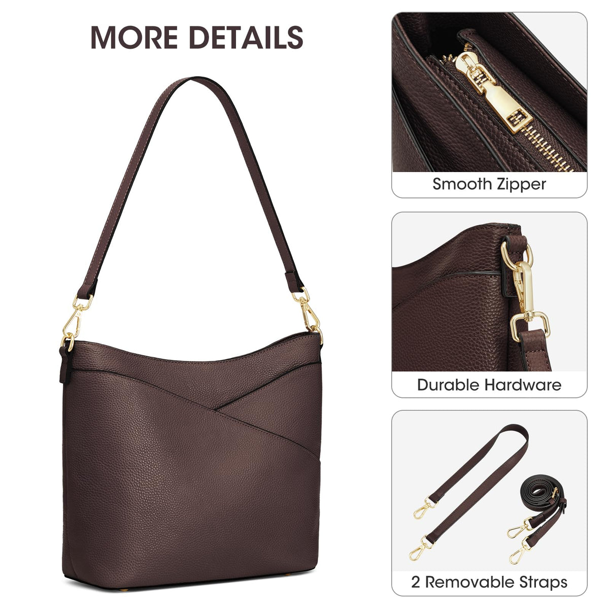 Kattee Genuine Leather Purse for Women, Hobo Crossbody Bag